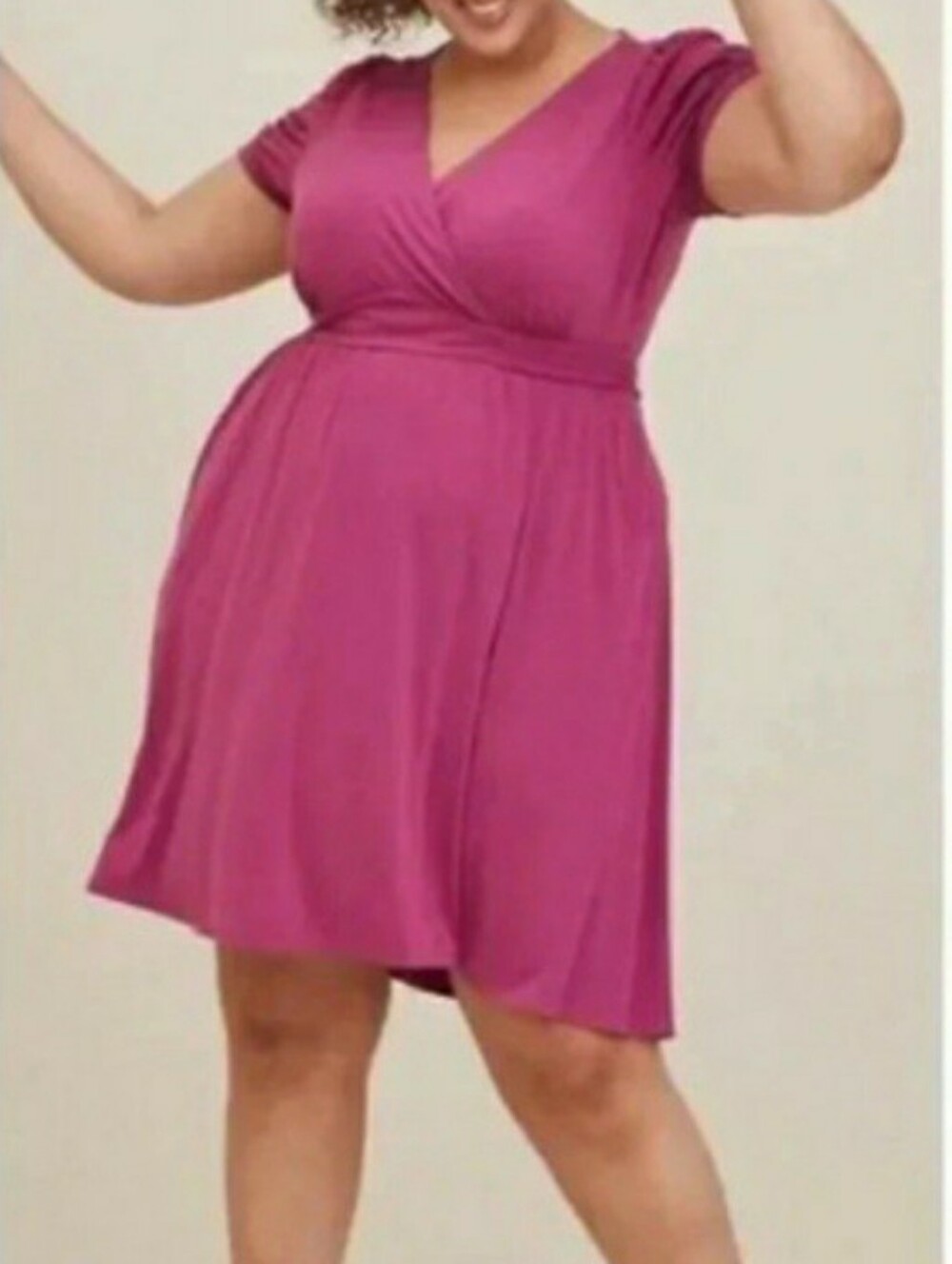 〰️torrid〰️ Magenta Cap Sleeve Wrap-Style Skater Dress 0X